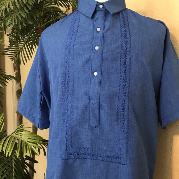 SALE❣️Royal Blue Hugo Polo Barong Tagalog with classic embroidery, multiple size - Picture 5 of 6